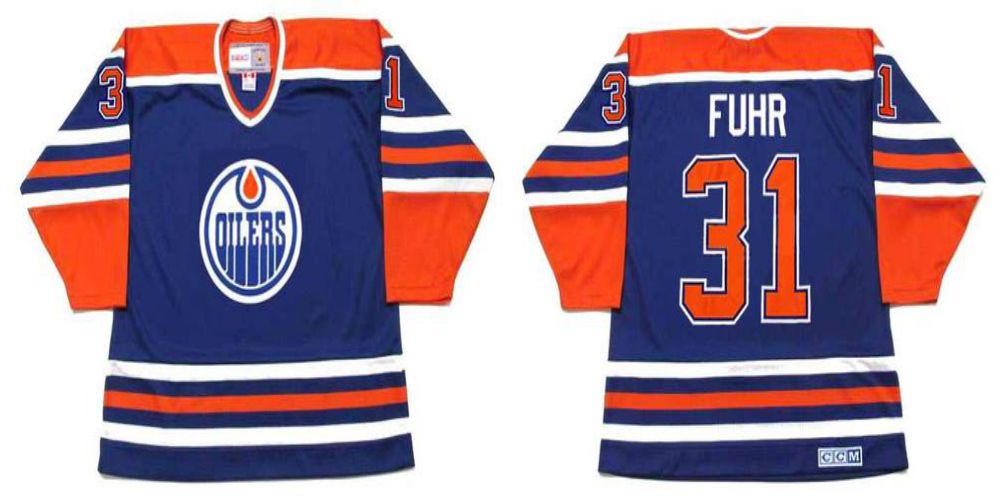 2019 Men Edmonton Oilers #31 Fuhr Blue CCM NHL jerseys->edmonton oilers->NHL Jersey